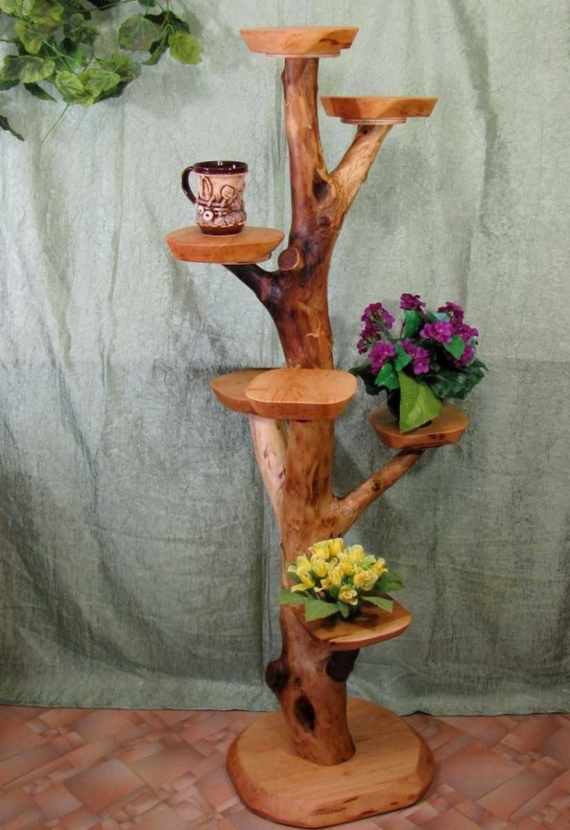 Подставка под цветы напольная из дерева - 65 фото