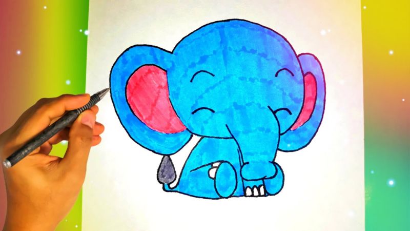 Как нарисовать слона карандашом поэтапно для детей
