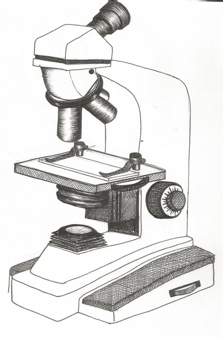 Как нарисовать микроскоп карандашом - простой мастер-класс для начинающих