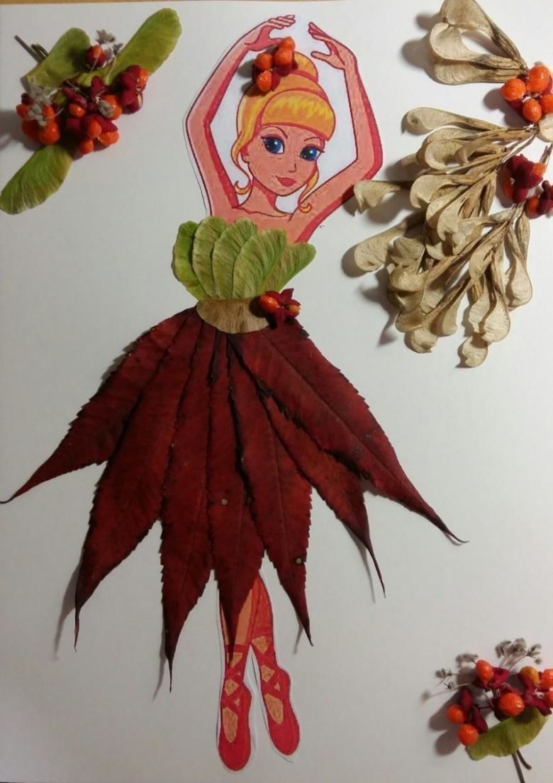 Поделка девушка из осенних листьев - пошаговые инструкции по создании картины, панно и аппликации