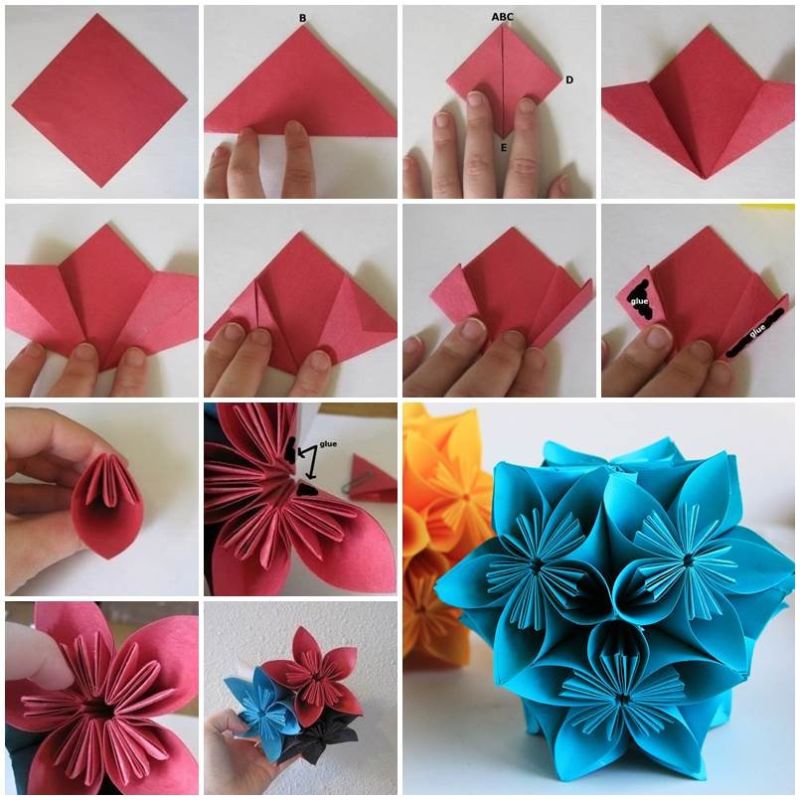 Оригами. Цветы + цветная бумага.