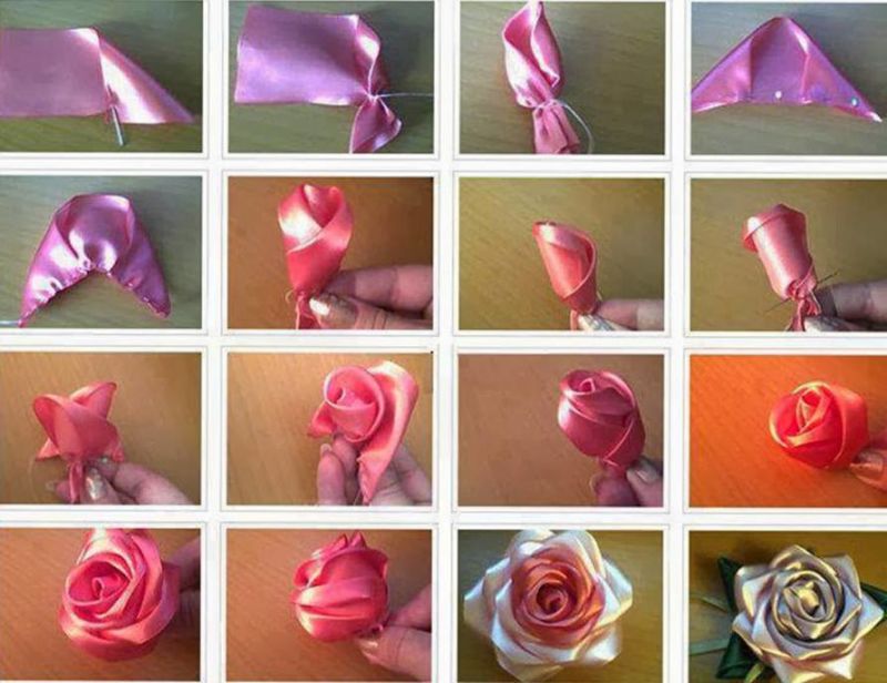 Цветы из атласных лент своими руками (92 фото) - пошаговая инструкция дляначинающих