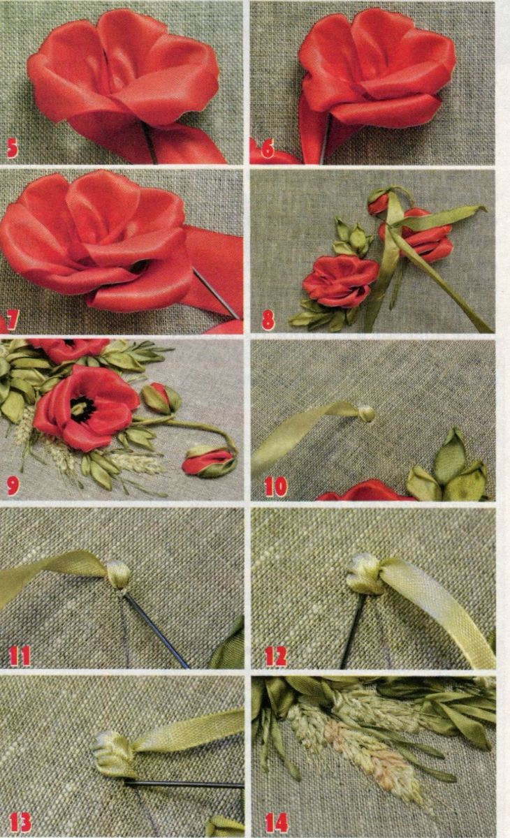 Вышивка лентами для начинающих пошагово. Фото