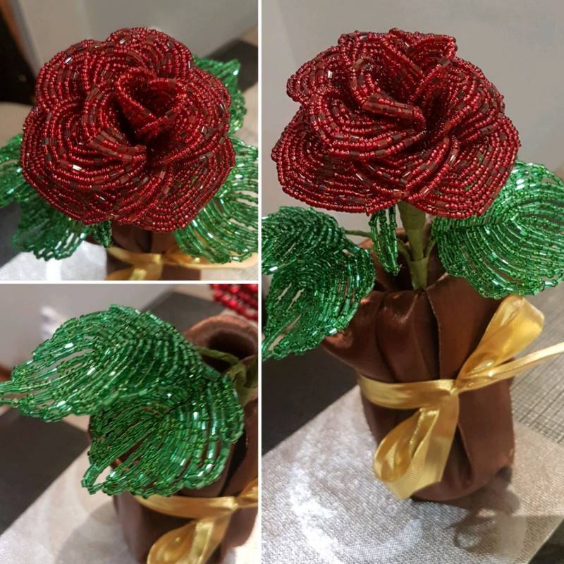 Бокаловидная роза из бисера - мастер-класс с пошаговым фото