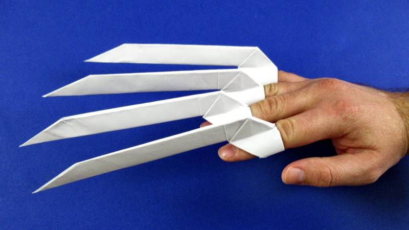Легкое оригами на Хэллоуин когти из бумаги. Длинные когти Дракона или Росомахи своими руками