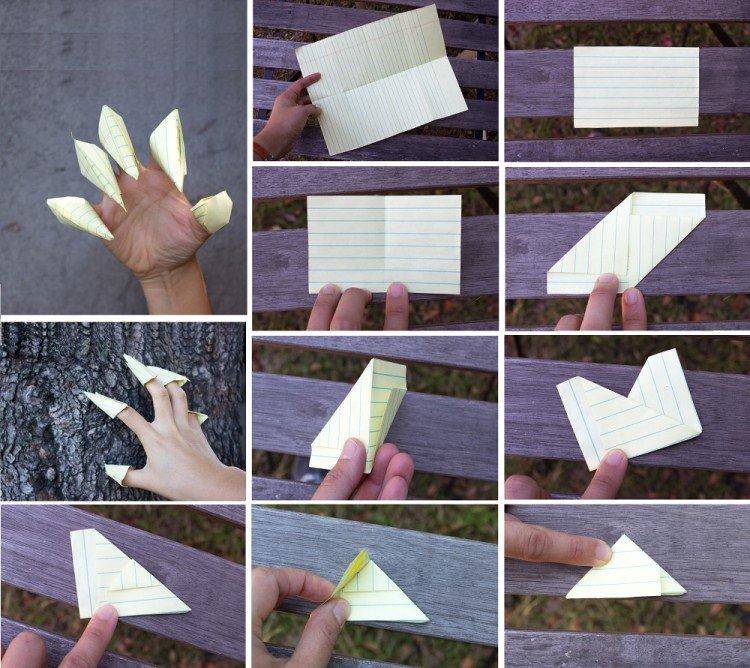 Как сделать когти из бумаги.
