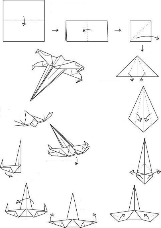 инструкция и схема как делать из бумаги истребитель