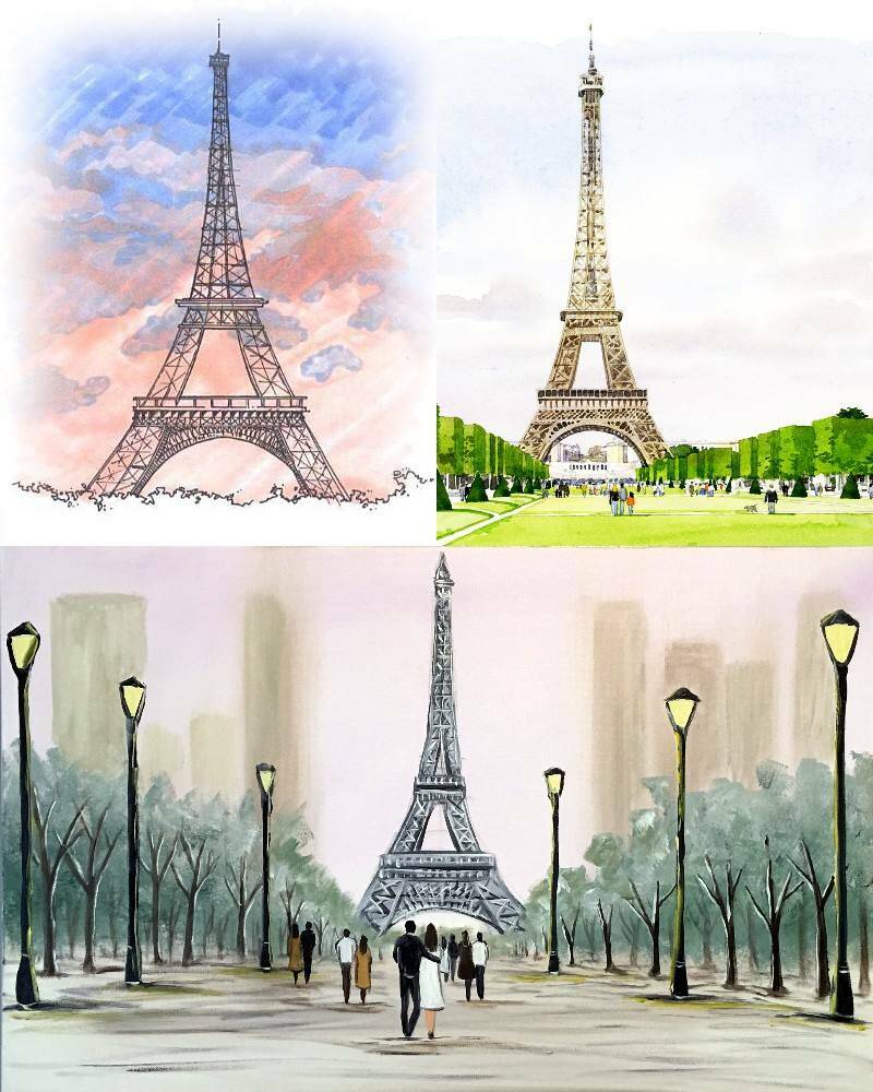 примеры картинок для рисунков Эйфелевой башни