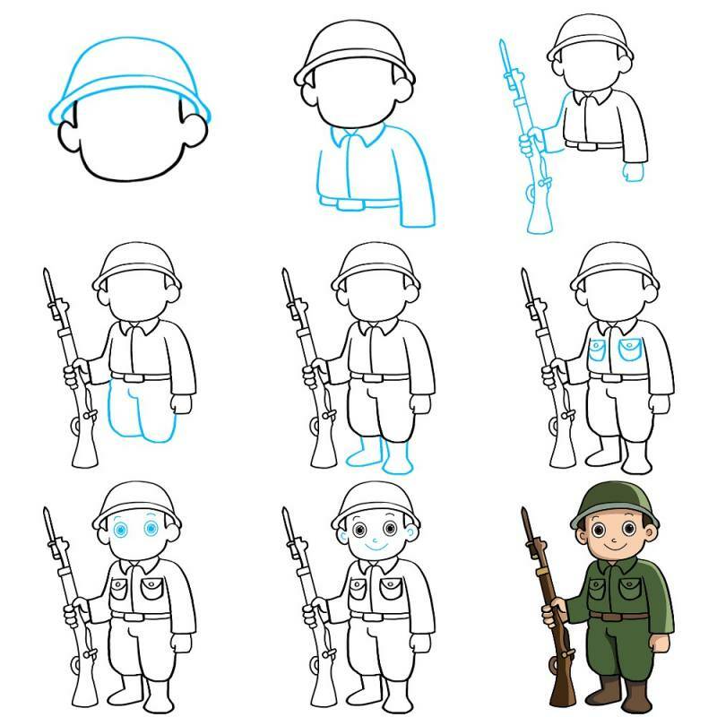 план рисования солдатика для ребенка