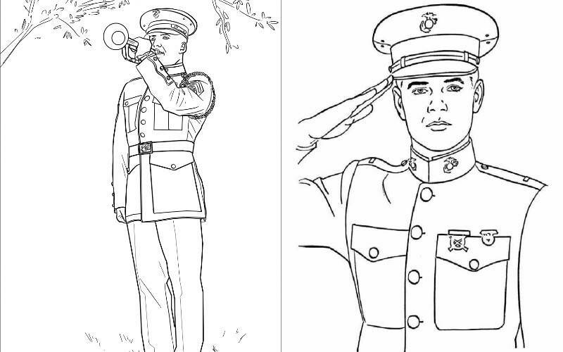 военные офицеры в форме простым карандашом