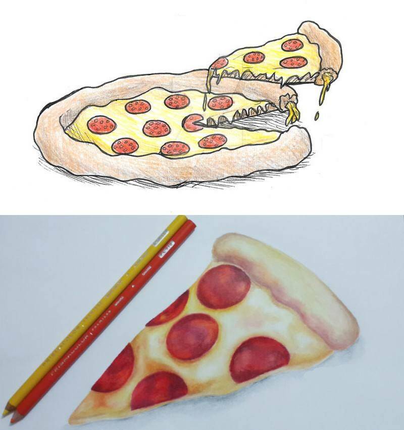 пицца пепперони нарисованная легко и просто