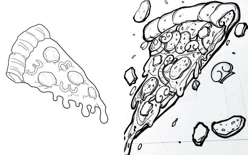 варианты рисования кусков пиццы