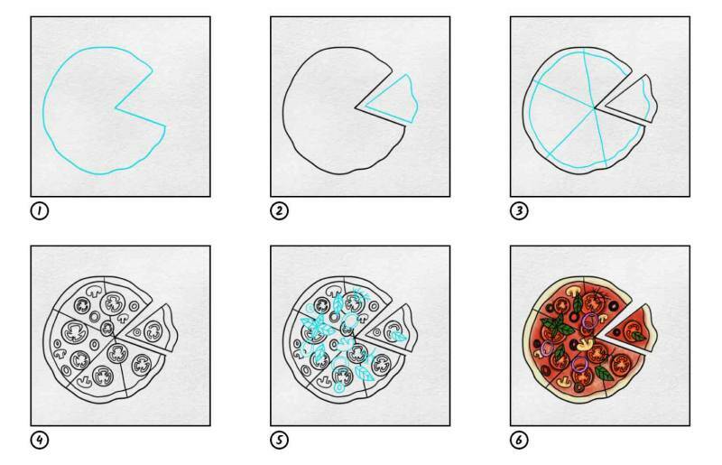 как правильно рисовать маркерами пиццу