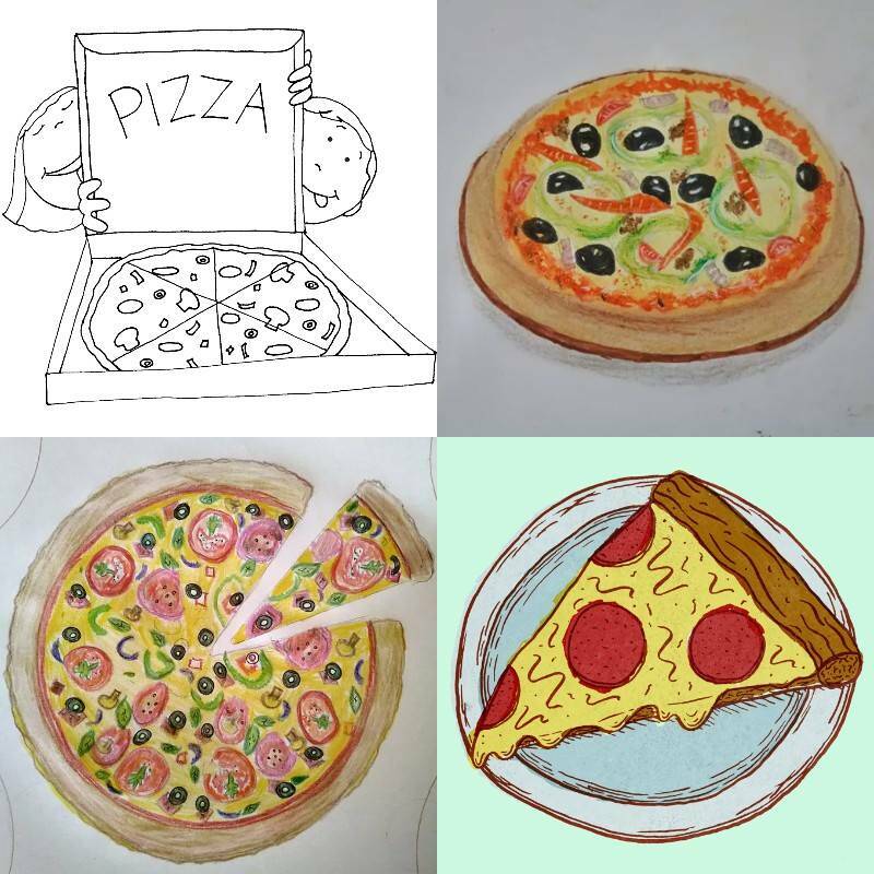 примеры пиццы для срисовки и раскрашивания