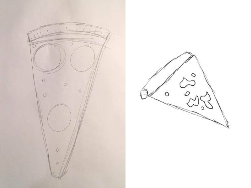 эскизы пиццы простым карандашом