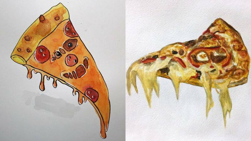 красиво нарисованная пицца красками