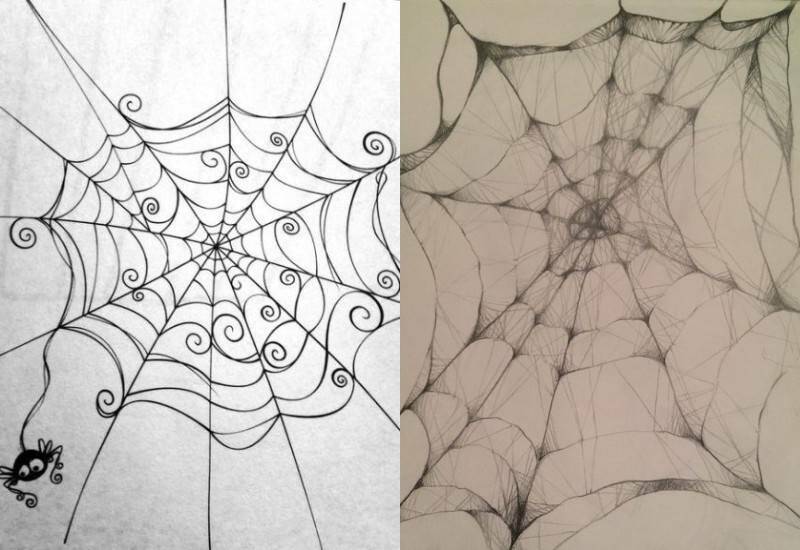 примеры рисунков паутины простым карандашом