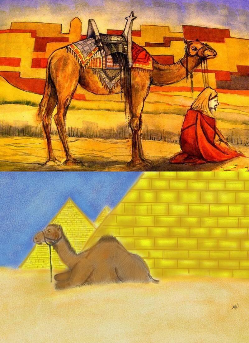 красивые варианты рисования верблюда с сюжетом