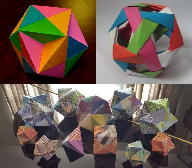 оригами додекаэдры бумажные