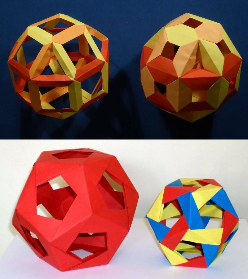 объемные додекаэдры выполненный из оригами бумаги