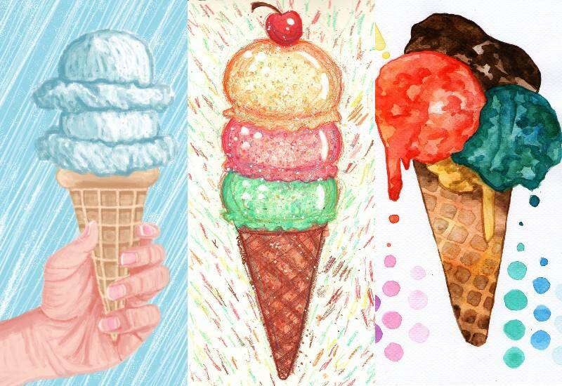 рисунки мороженого в рожке