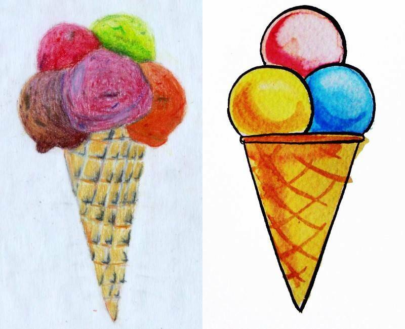 рисунки рожка с шариками мороженого