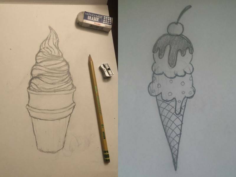 мороженое карандашом простым