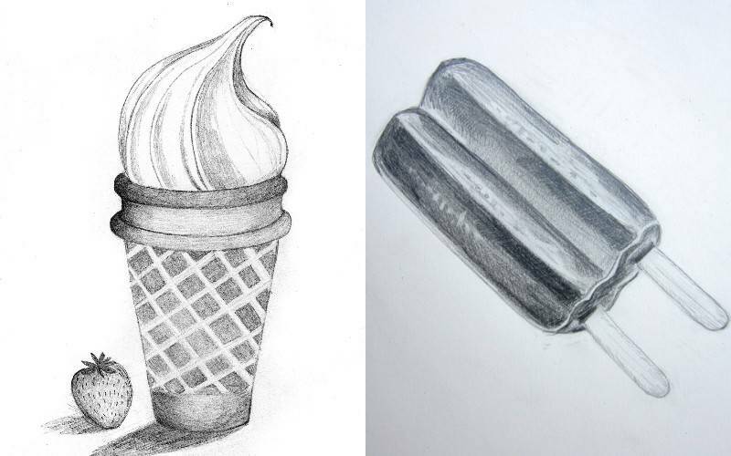 красивые рисунка мороженое простым карандашом