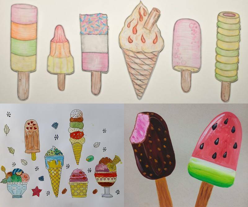 примеры картинок мороженого разных видов для срисовки с детьми