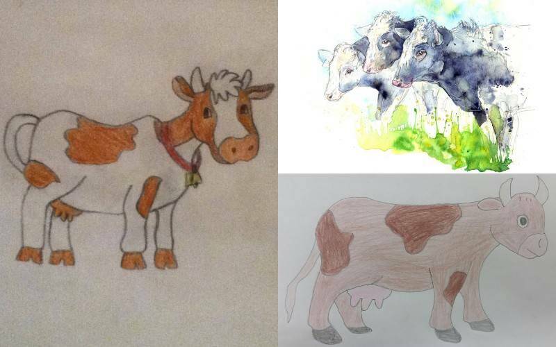милые рисунки коров разными способами