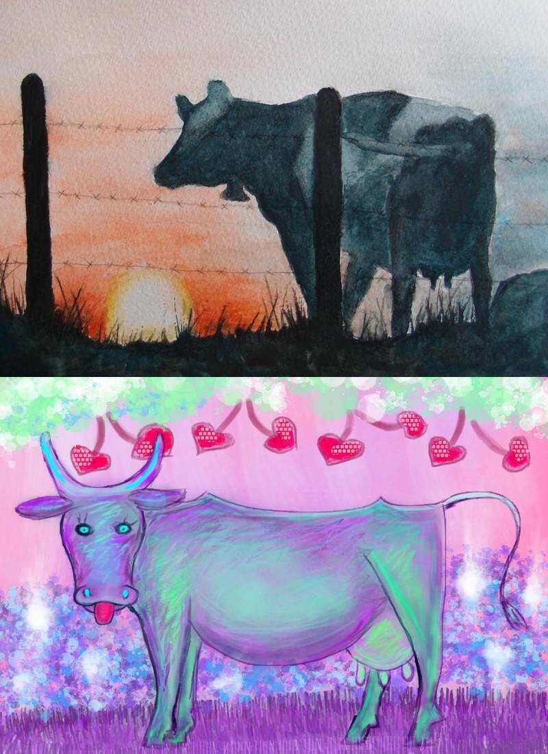 красиво нарисованные коровы