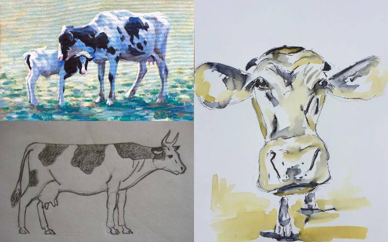 картинки часть 3 нарисованных коров для срисовки
