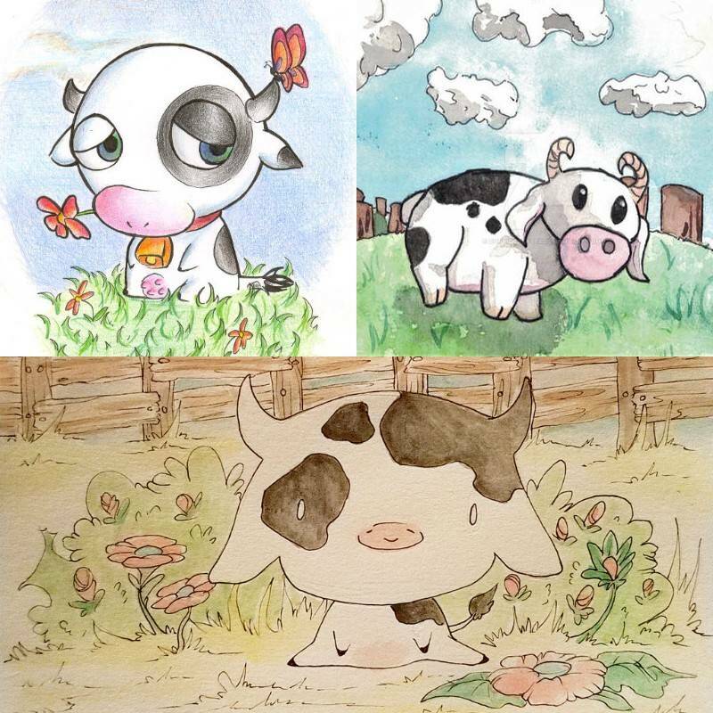 детские рисунки милой маленькой коровки