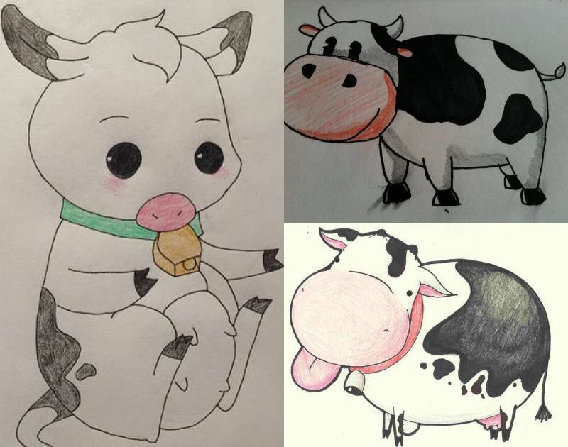 интересные и милые рисунки детей на тему маленьких коровок