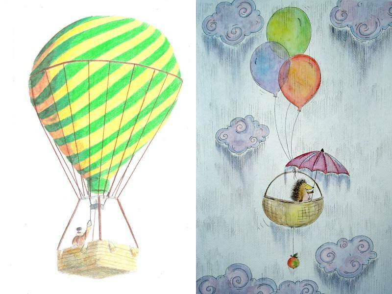 как красиво нарисовать воздушный шар и шарики поэтапно