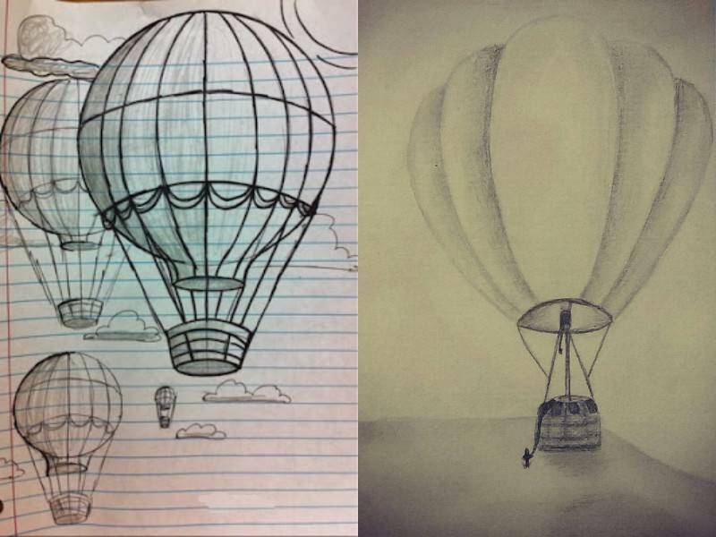 рисунки воздушных шаров простым карандашом