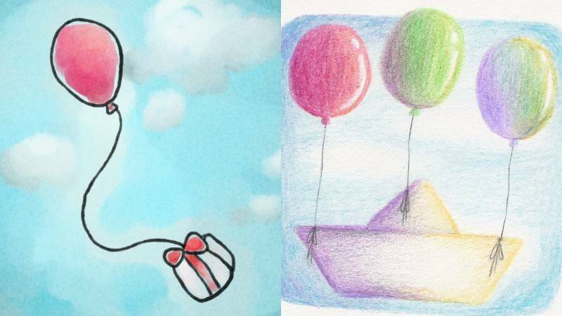 нарисованные цветные воздушные шарики для уроков с ребенком