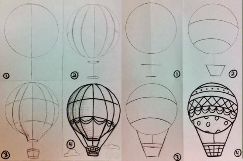 инструкция по рисованию карандашом воздушного шара