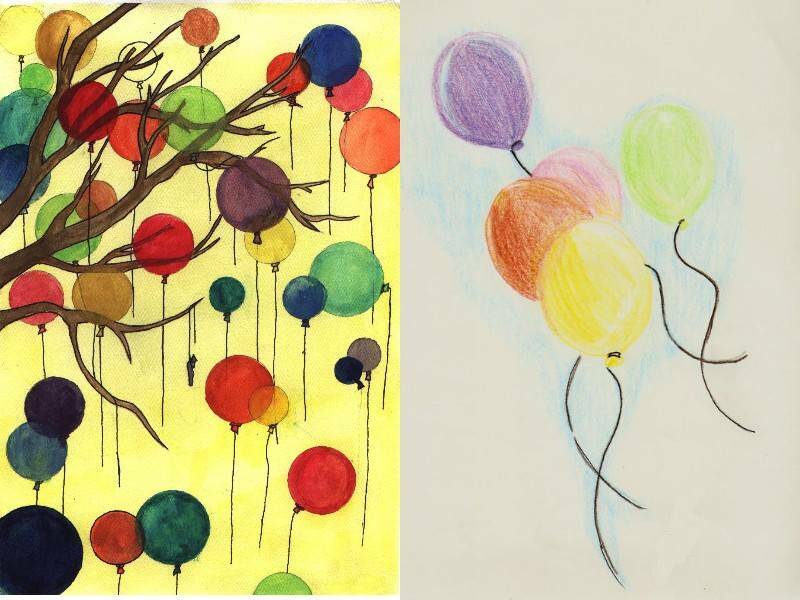 детские рисунки шариков воздушных красками