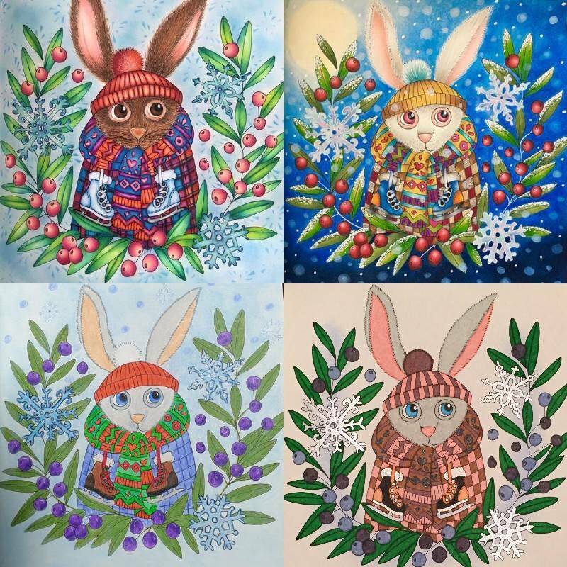 новогодние рисунки зайца в венке