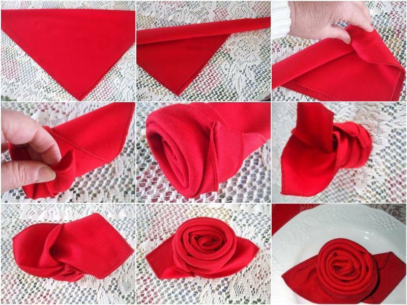 как сделать из салфетки из ткани розу своими руками