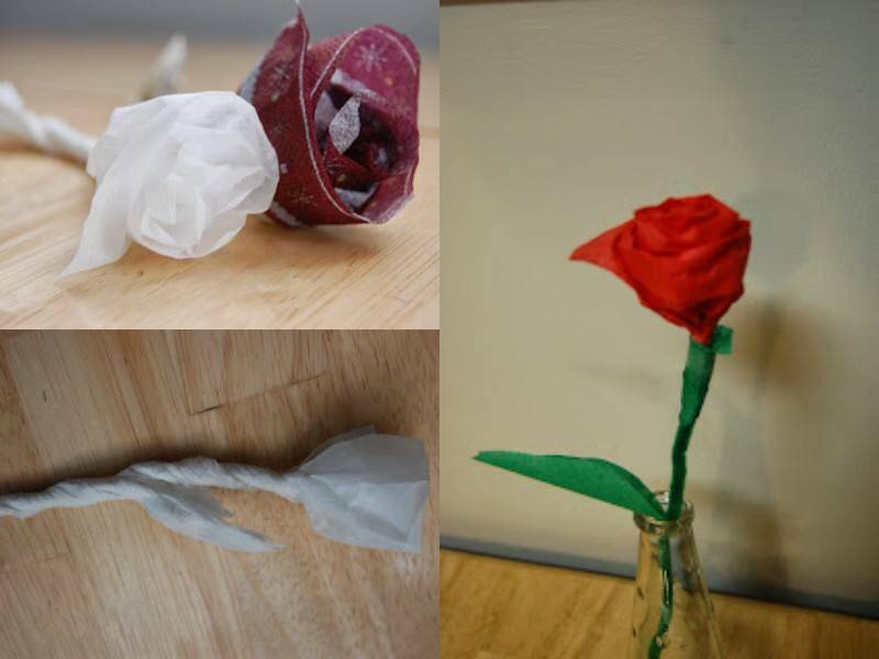 простые бумажные розы сделанные из салфеток