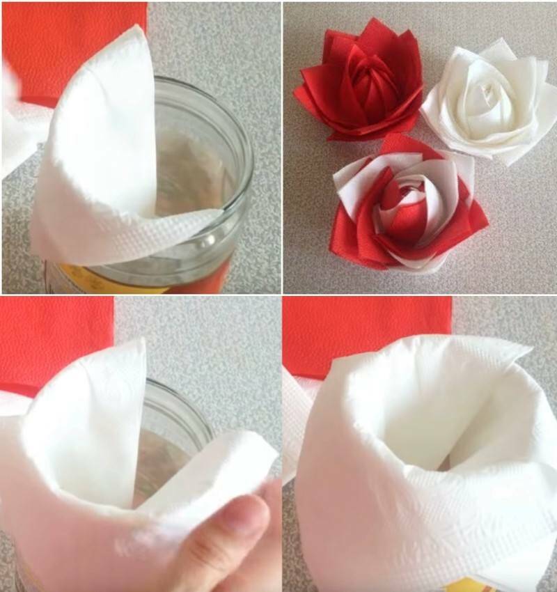 быстрая инструкция как сделать розу из салфетки фото 1